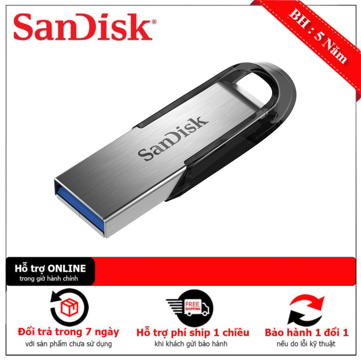 [Bảo Hành 1 Đổi 1] USB 3.0 SanDisk Ultra Flair CZ73 16GB 130MB/s SDCZ73-016G-G46 - Hãng Phân Phối Chính Thức