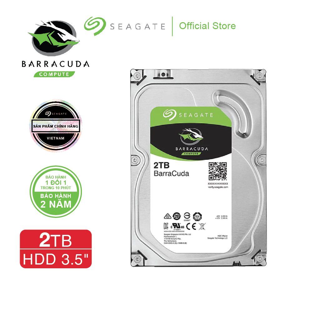 Ổ cứng HDD 3.5" PC SEAGATE BarraCuda 2TB SATA 7200RPM 256MB - ST2000DM008
