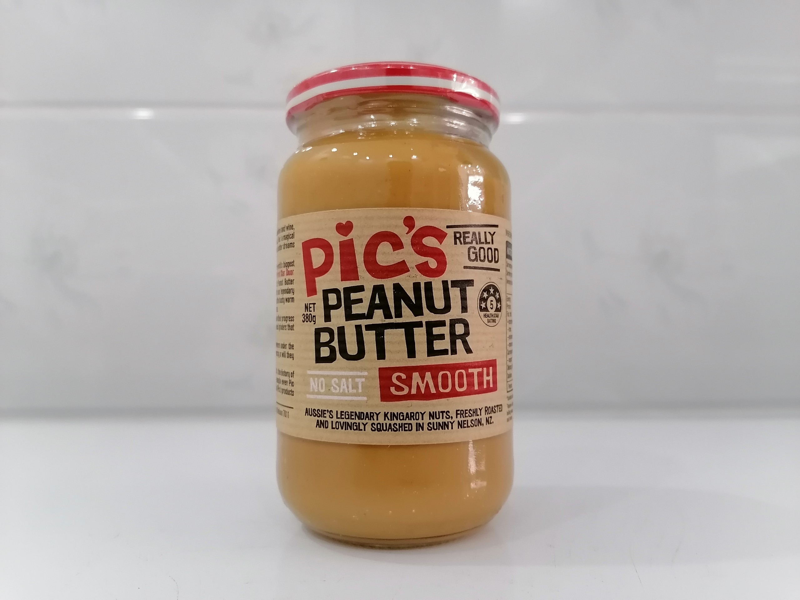 [380g – ĐỎ] Bơ đậu phộng lạt MỊN [New Zealand] PIC’S (No salt) Peanut Butter Smooth (nvt-hk)