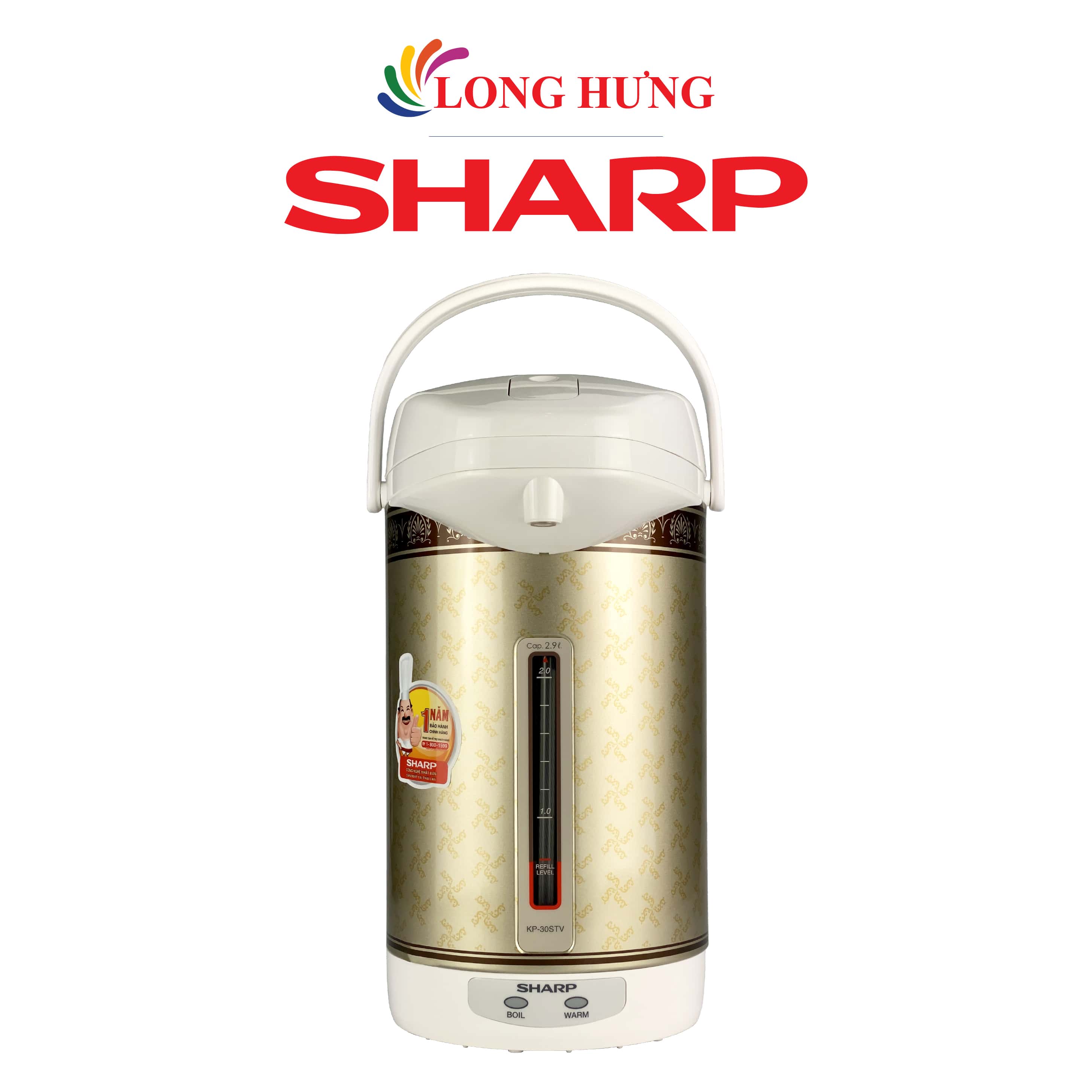 Bình thủy điện Sharp 2.9 lít KP-30STV - Hàng chính hãng - Thiết kế nhỏ gọn, Dung tích 2.9 lít, Công suất 670W
