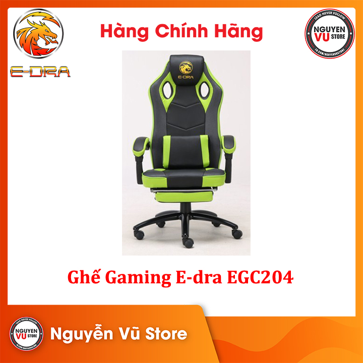 Ghế Gaming E-dra Jupiter M EGC204 V2 Black/Green Chân kim loại - Hàng Chính Hãng