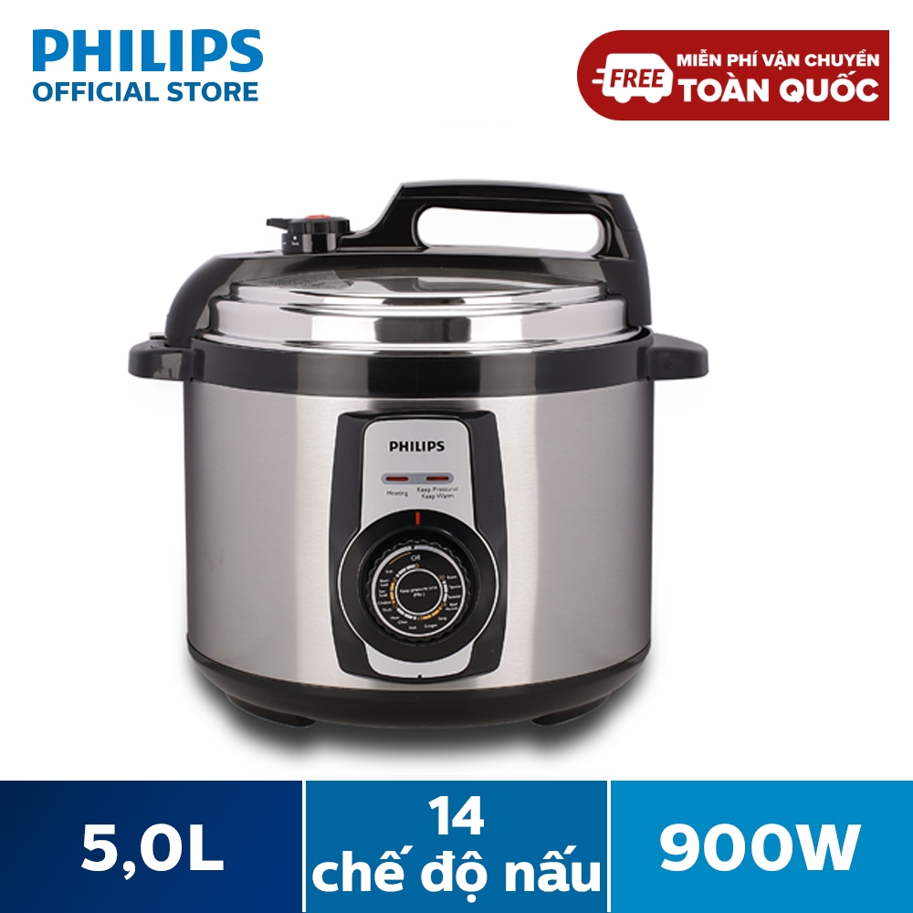 [Giá còn 1.450k -Voucher 70k] Nồi Áp Suất Điện Philips HD2103 (5L) - 14 công thức nấu ăn - Lồng nồi bền, chống dính - Hàng phân phối chính hãng