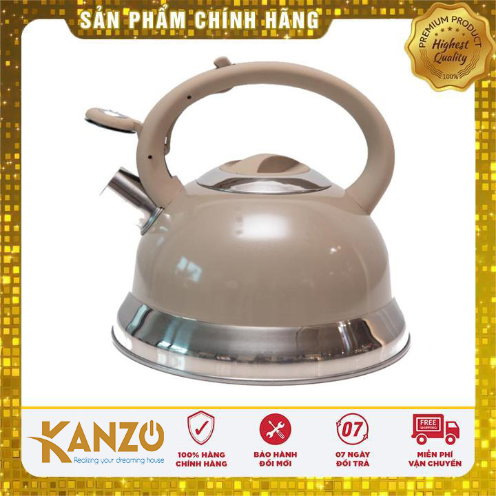 Ấm đun nước còi báo Luxury 3.0 L - Inox 304 - Phù hợp cho mọi loại bếp - Chất lượng Đức - Bảo hành 2 năm - Kanzo KZ-G58