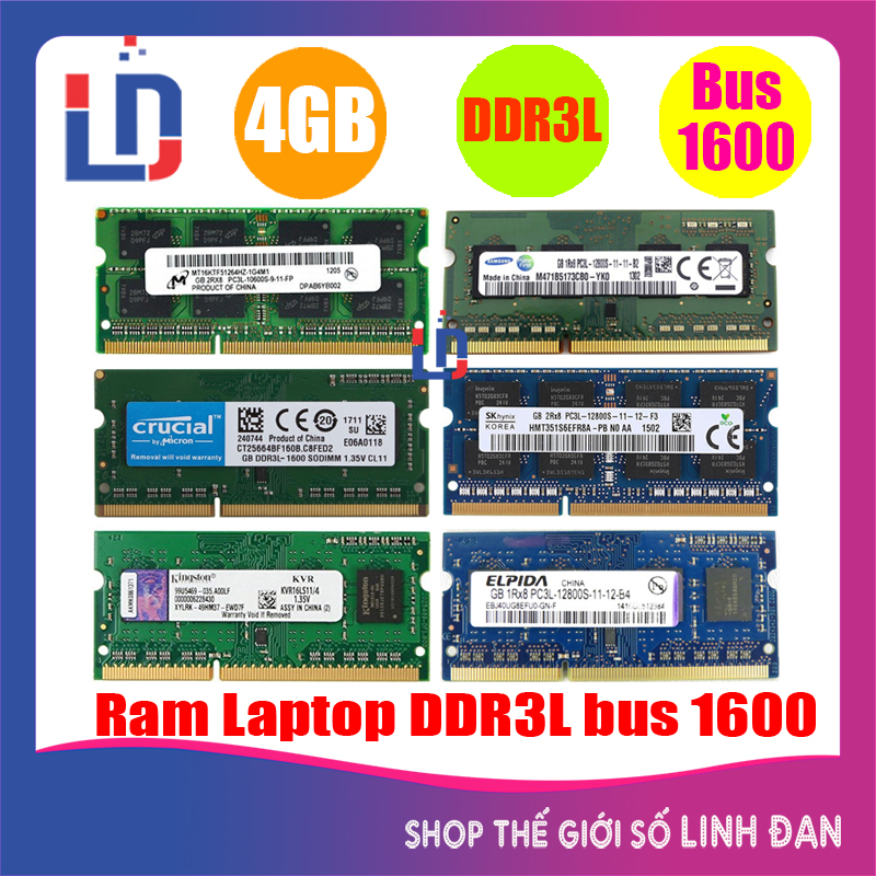 Ram laptop 4GB DDR3L bus 1600 PC3L-12800S (nhiều hãng)samsung hynix kingston - LTR3 4GB