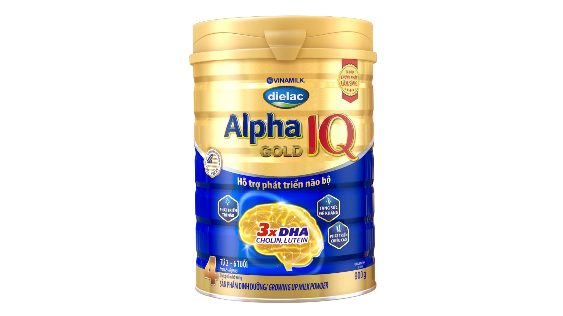 Sữa Bột Vinamilk Dielac Alpha Gold IQ Step 4 - Hộp Thiếc 900g