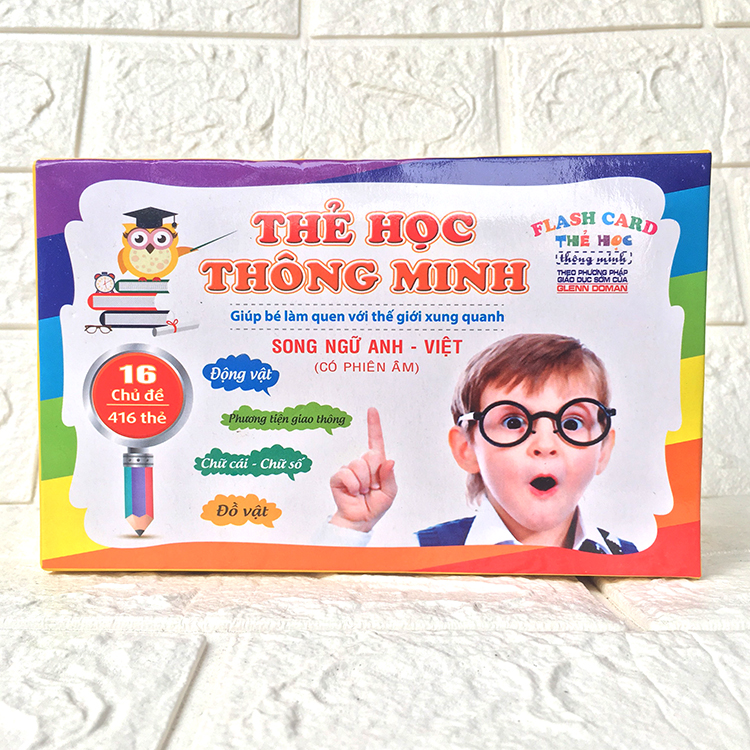 Thẻ học thông minh Song ngữ Anh-Việt 16 chủ đề 416 thẻ - Giúp bé tiếp cận và phát triển nhanh chóng