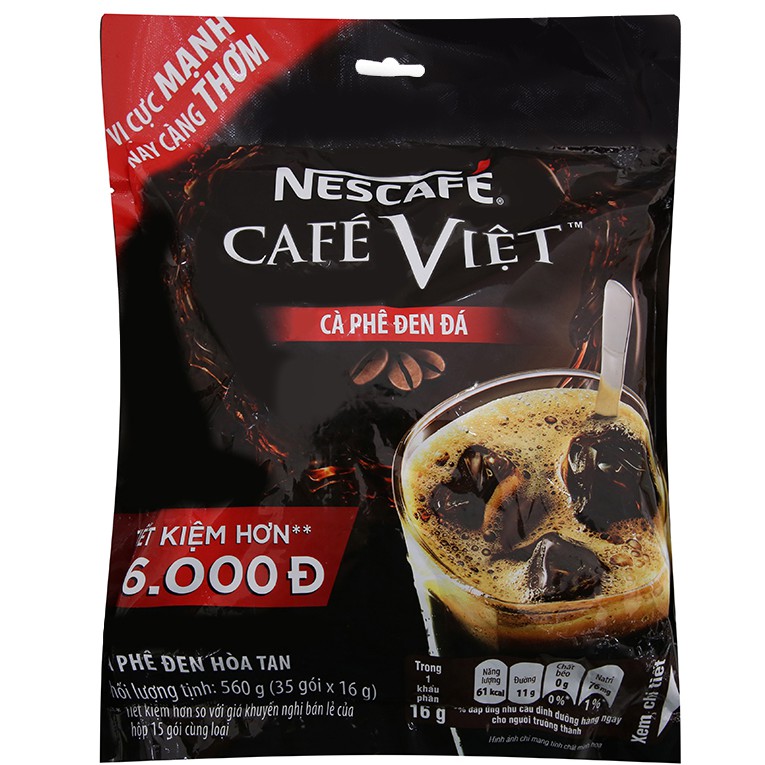 Cà phê đen hòa tan Nescafé Café Việt 560g (16g x 35 gói) cho hương vị cực mạnh, thơm ngon gấp bội