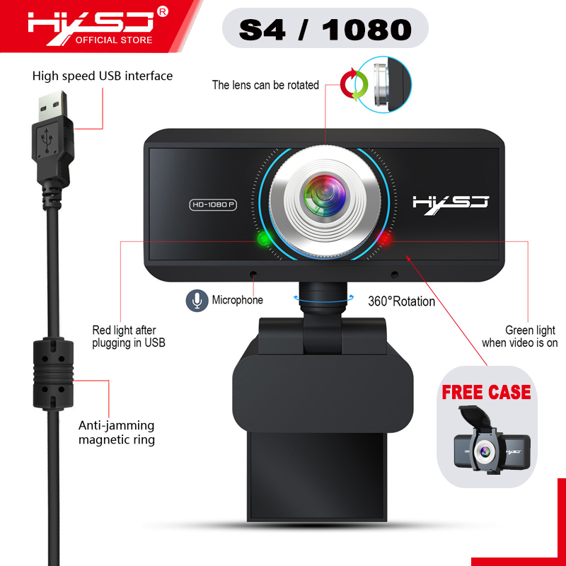 HXSJ S4 Độ Nét Cao 1080 P Camera Cho Máy Tính USB Web Triệu Điểm Ảnh Được Xây Dựng-Trong Âm Thanh-Hấp Thụ Microphone Webcam Với Mic Đối Với Tự Động Lấy Nét Ghi Video Máy Tính Để Bàn Máy Tính Xách Tay