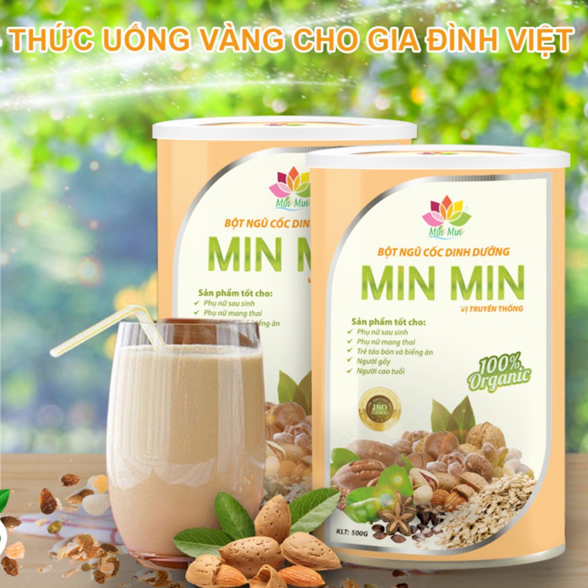 (Mẫu mới 29 loại hạt). Siêu lợi sữa. Combo 2 hộp ngũ cốc Min Min (1kg) cho bà mẹ trước và sau sinh.