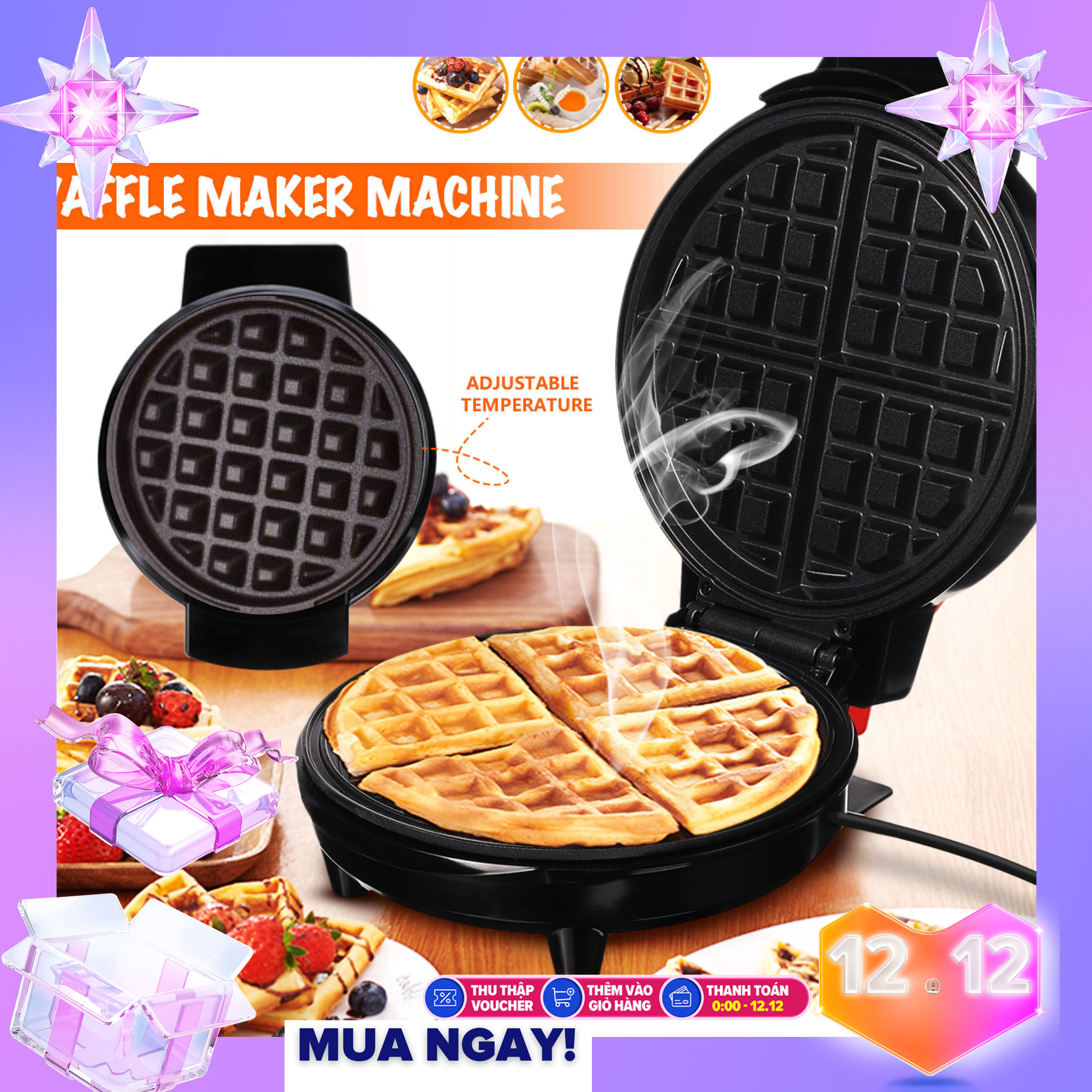 Máy Nướng Bánh Cao Cấp Mini Waffle Nồi Điện Bánh Quế Nhà Sản Xuất Lò Nướng Bánh Trứng Bong Bóng Ăn Sáng Waffle Máy Chảo Nướng Bánh Trứng Paninis Eggette Máy - Bảo Hành Toàn Quốc 6 Tháng Bởi Nhà Bán Hàng SHOP BBQ