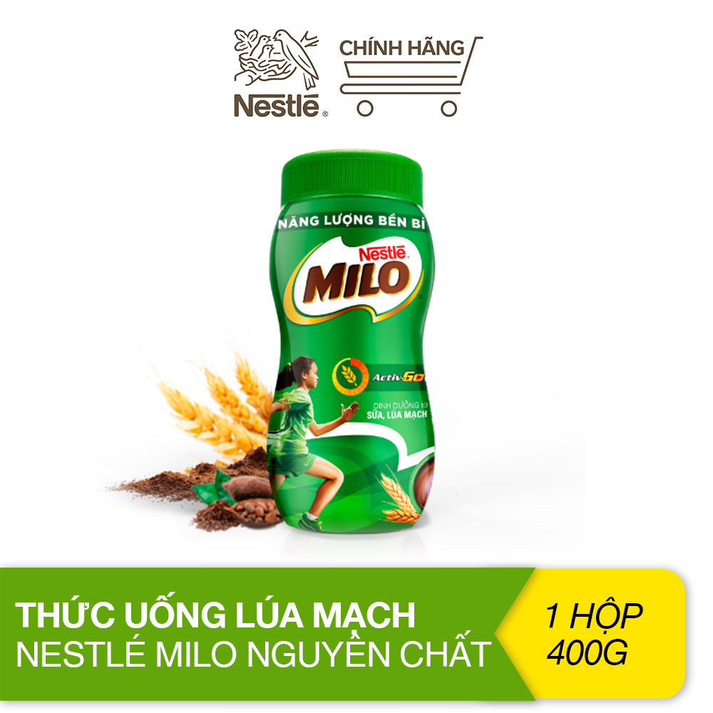 Sữa Milo lúa mạch Nestlé nguyên chất 400g (hũ nhựa)