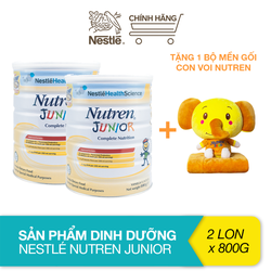 [Tặng bộ mền gối con voi Nutren] Combo 2 lon sản phẩm dinh dưỡng Nestle Nutren Junior (800g) - TUNUT0002CB