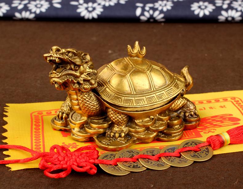 Tượng Tam nguyên cập đệ Long quy rùa đầu rồng bằng đồng thau cỡ nhỏ
