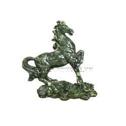 Tượng Đá Trang Trí Con Ngựa Phong Thủy - Cao 24cm - Màu Xanh Ngọc Bích - CNDPT24