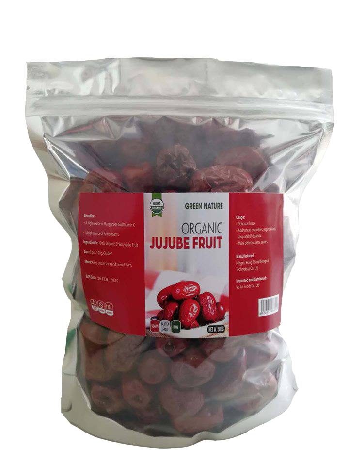 Táo đỏ hữu cơ Ninh Hạ Green Nature Organic Jujube fruit 500g