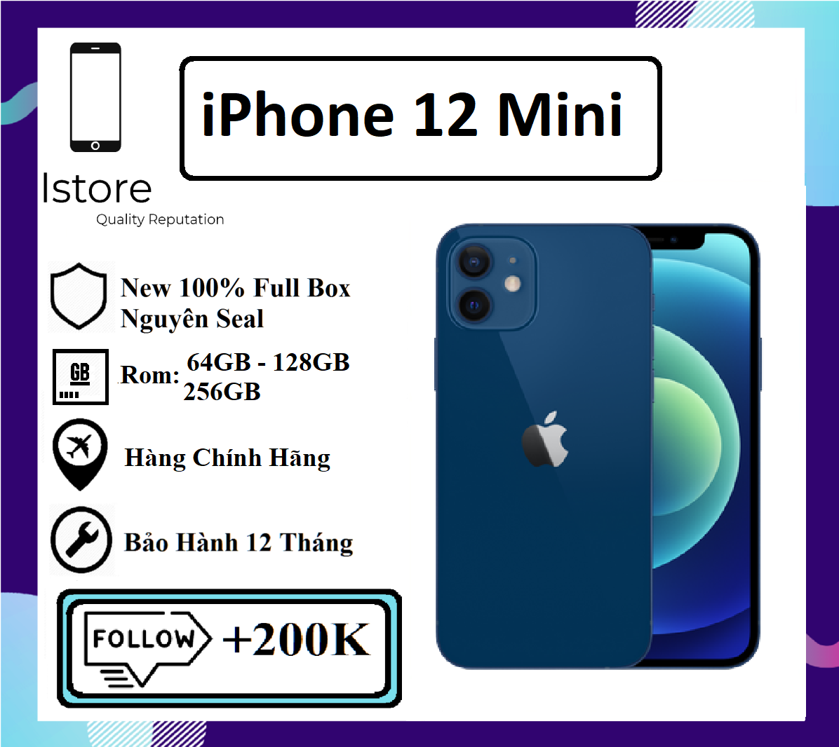 [Trả góp 0%]Điện Thoại Apple iPhone 12 Mini 64GB - Hàng Chính Hãng - Vn/A