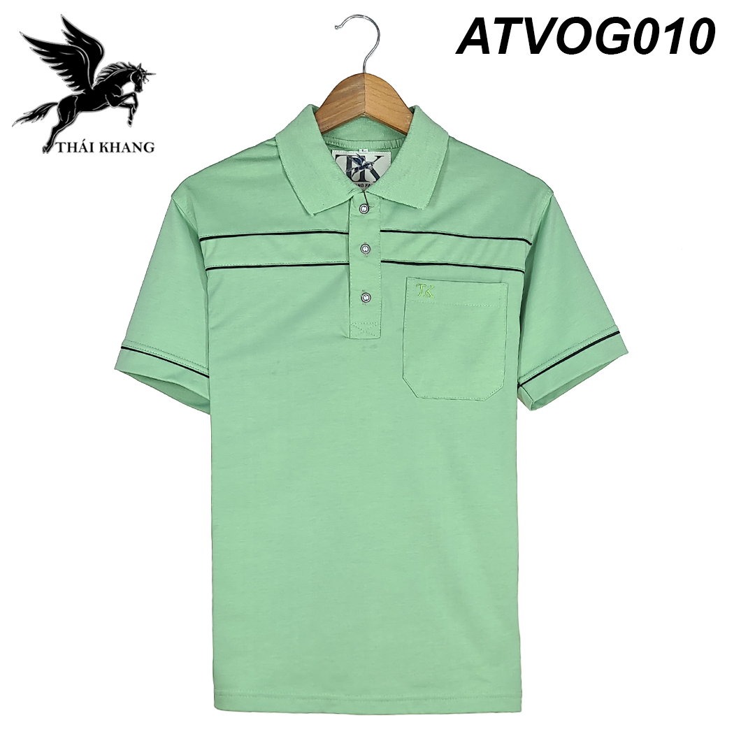 Áo thun nam có cổ trung niên vải cotton xịn loại áo thun nam cho người lớn tuổi có túi Vitin ATVOG01