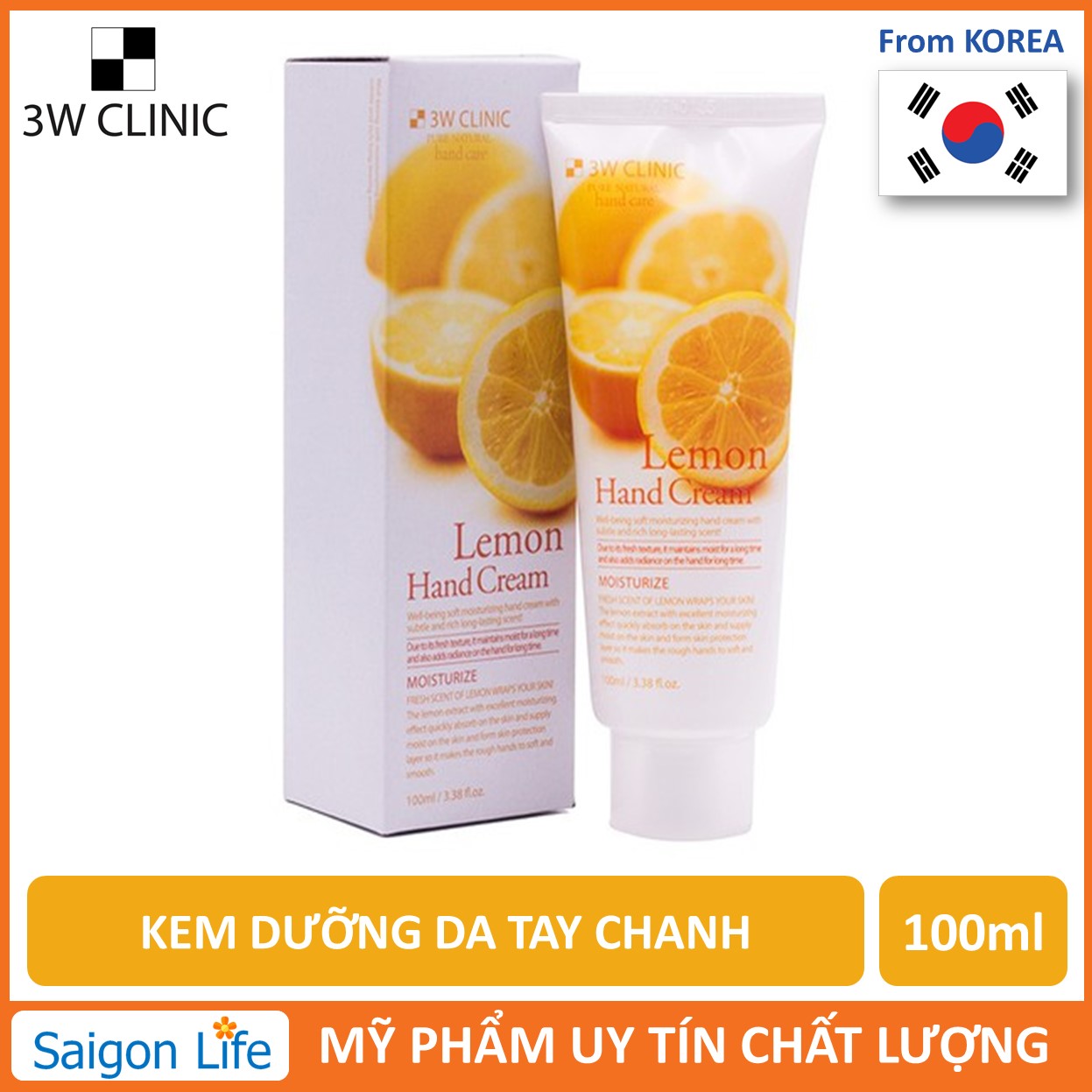 Kem Dưỡng Da Tay Chanh 3W Clinic Lemon Hand Cream 100ml