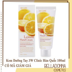 Kem Dưỡng Da Tay Hương Chanh 3w Clinic Lemon Hand Cream 100ml - lemon-hand