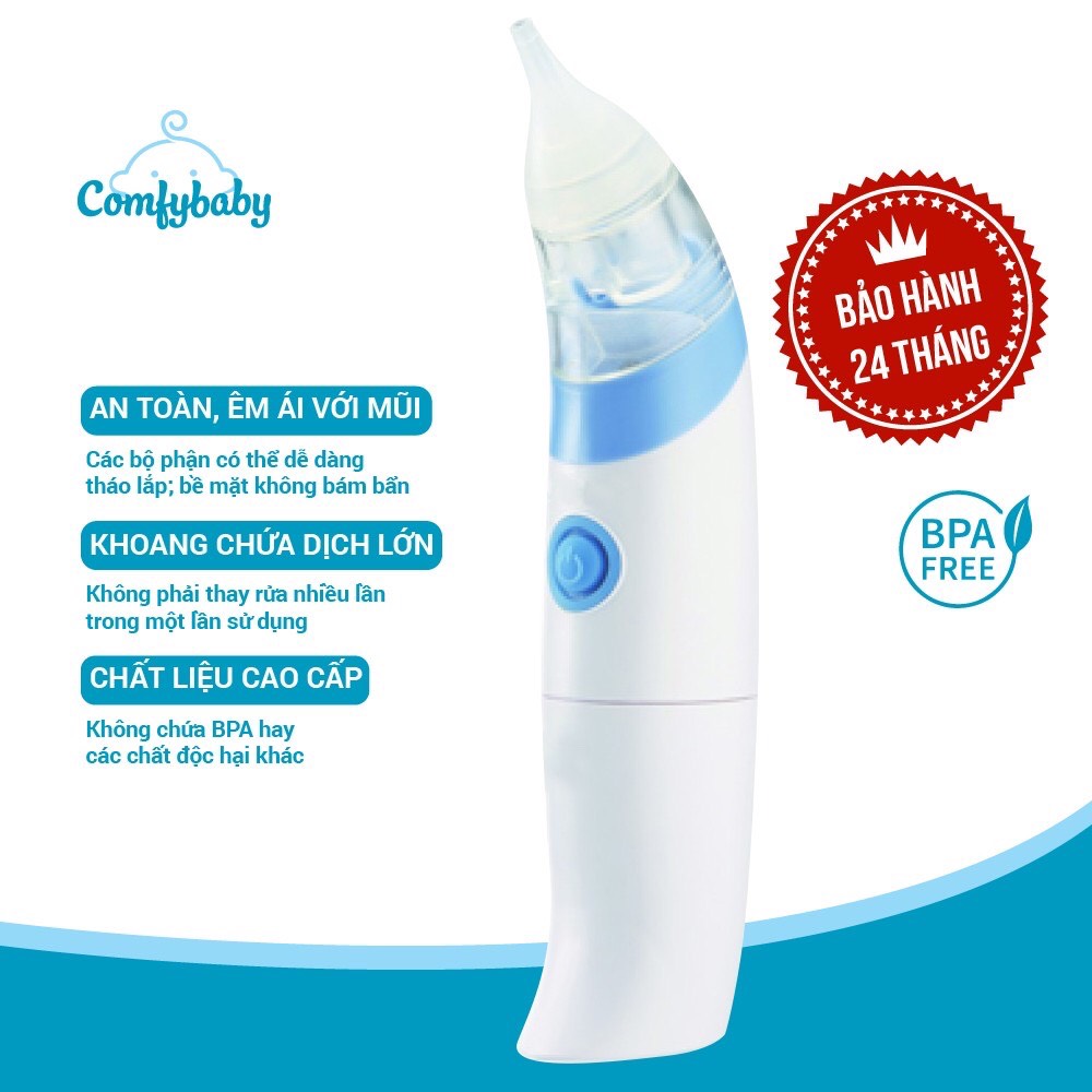 Máy hút mũi, máy vệ sinh mũi cho bé Comfybaby CF718, máy dùng pin đầu hút mũi silicon an toàn sức khoẻ