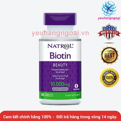 Natrol Biotin 10000 mcg hỗ trợ mọc tóc, giúp móng chắc khỏe của Mỹ (mẫu mới nhất) - Biotin 100