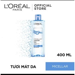 Nước Tẩy Trang L'Oreal Micellar Water 3-in-1 Refreshing Even For Sensitive Skin Tươi Mát Cho Da Dầu, Hỗn Hợp 400ml Chính Hãng - ntttm