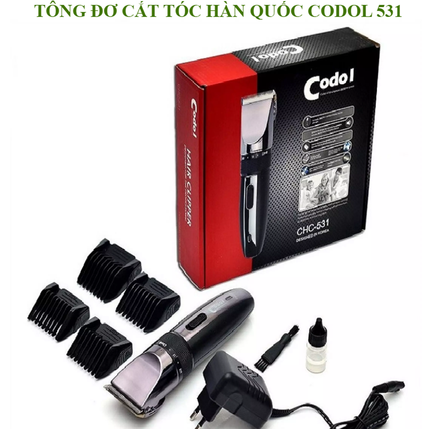 Tông đơ cắt tóc Codol CHC-531, máy cắt tóc Hàn Quốc cao cấp không dây, pin sạc điện