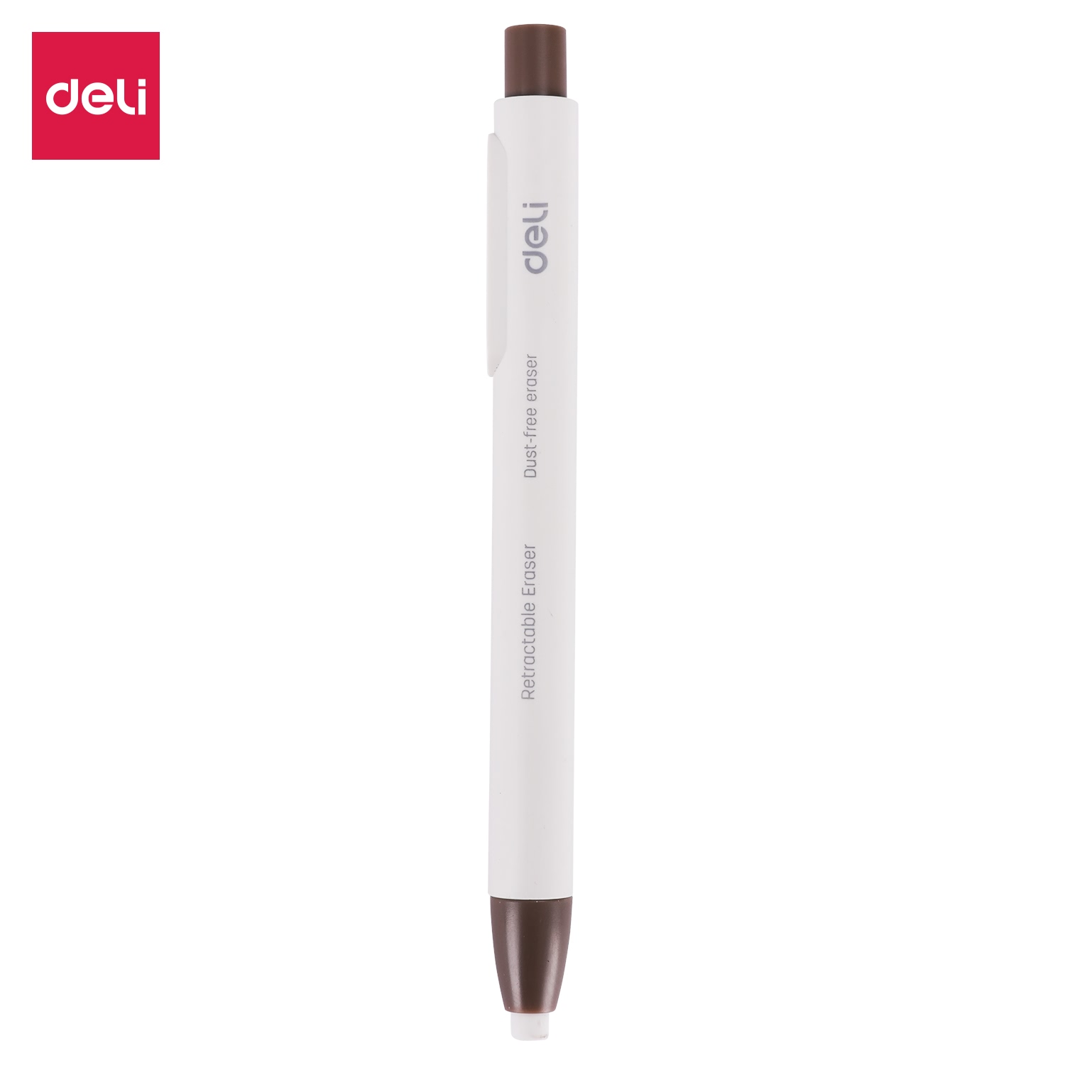 Tẩy chì 2B dạng bút bấm Deli - có bán lõi thay - Thân màu trắng nâu - EH01800/EH01912