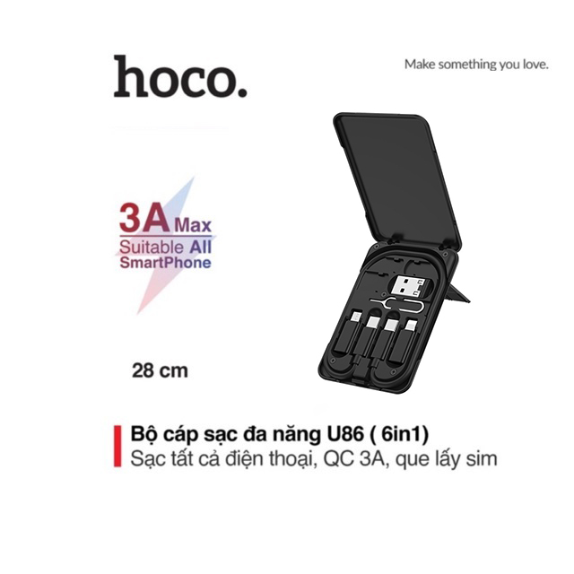 Bộ cáp sạc đa năng 6in1 Hoco U86 chức năng lưu trữ đa dạng tích hợp làm giá đỡ điện thoại di động