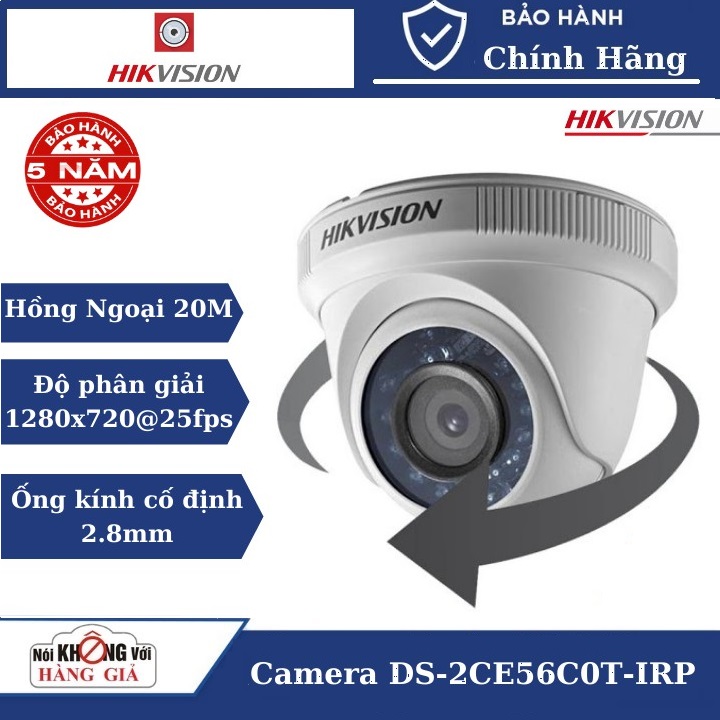 Camera Hikvision DS-2CE56C0T-IRP camera dành cho đầu ghi Cảm biến High-Performance CMOS 1MP