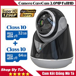 Camera IP Wifi CareCam 19Y300 3.0MP FullHD+ hồng ngoại ban đêm - đàm thoại 2 chiều (Đen) - CareCam 3.0MP