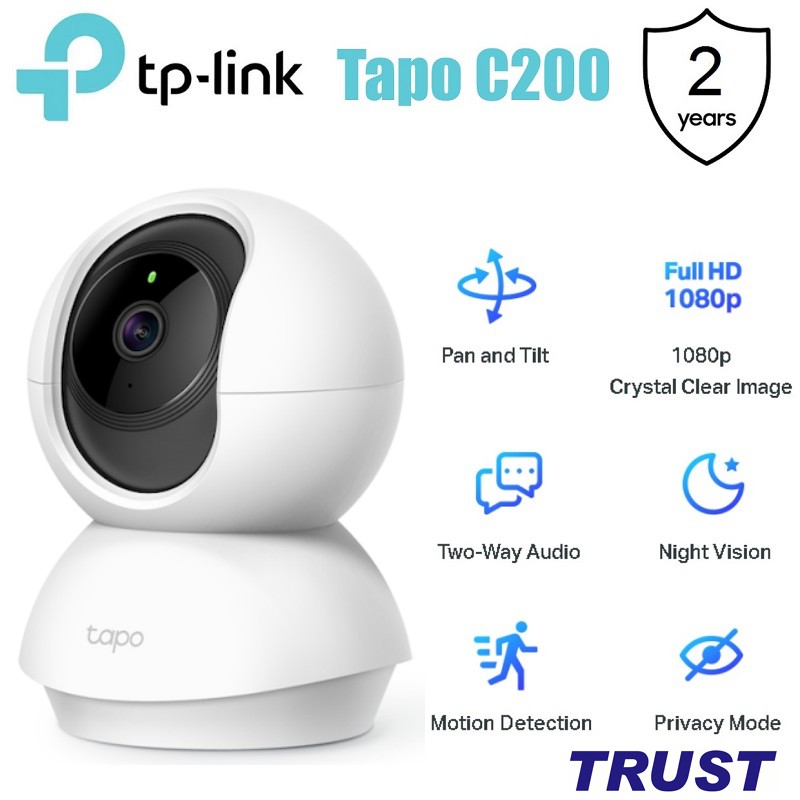 Camera Wi-Fi TP-Link Tapo C200 sắc nét 1080P 2MP ngày đêm âm thanh 2 chiều hỗ trợ thẻ nhớ lên đến 128GB - Chính Hãng