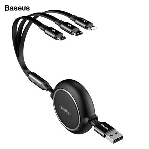Cáp sạc dây rút 3 đầu Baseus Golden Loop 3 in 1 Elastic (3.5A, Type C/ Lightning/ Micro USB, Adjustable, Data & Fast Charge Cable)