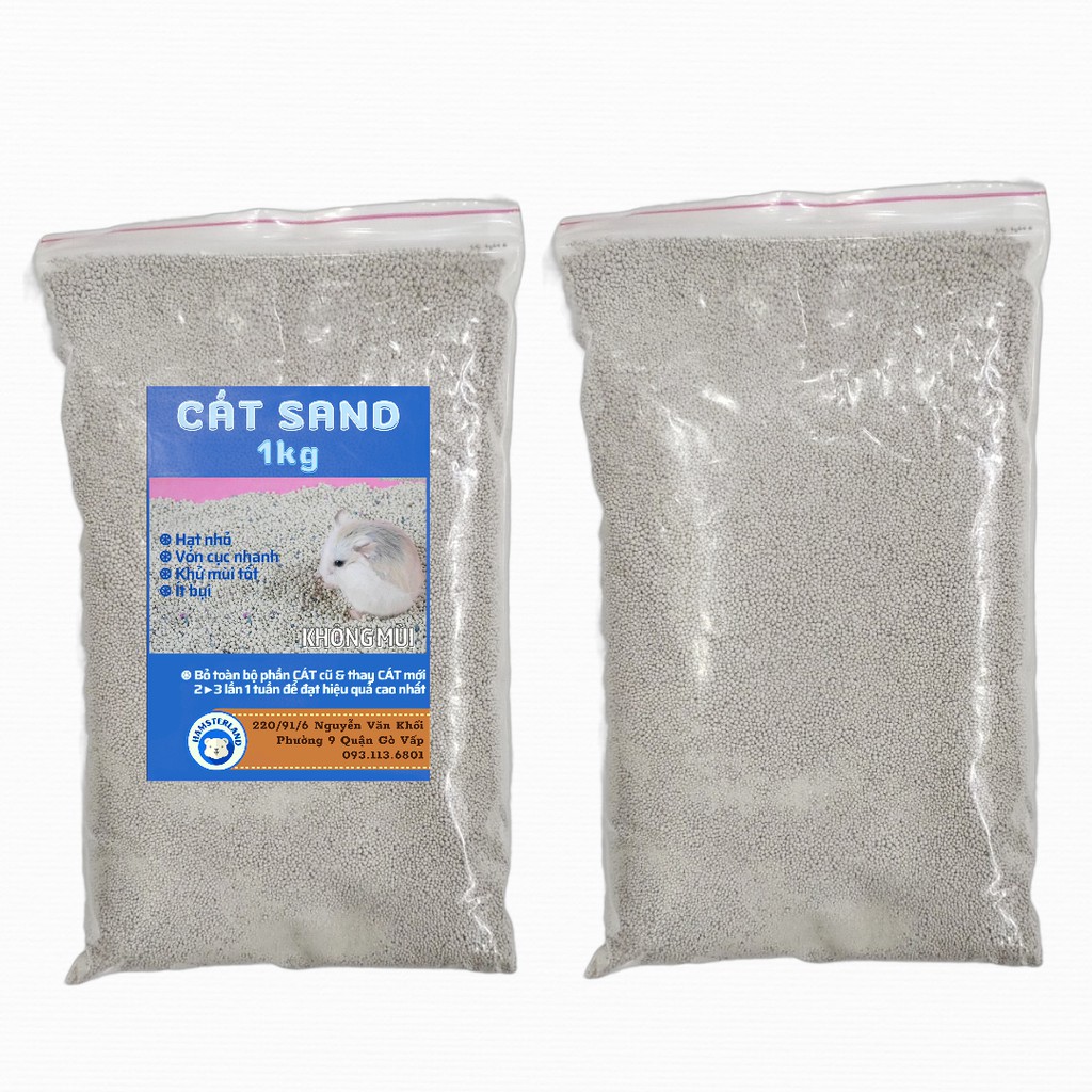 [HCM]Cát Sand bi Bịch lớn 1kg . Loại ít bụiko mùi dùng lót chuồng & nơi vệ sinh Hamster. Vón Cục nhanh khử mùi tốt