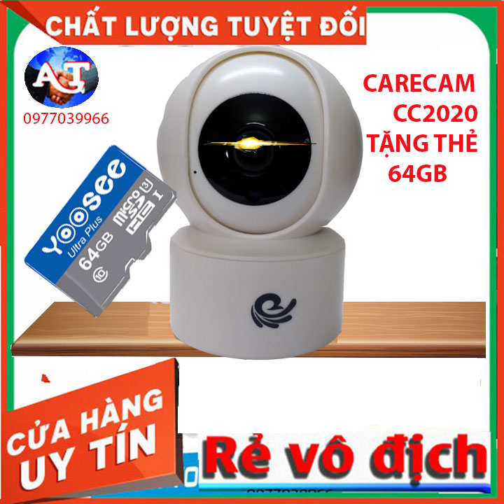 [kèm thẻ 32gb 64gb] Camera wifi 360 độ Care Cam cc2020 2.0 Mpx full HD1080 chuẩn nén H265+ đàm thoại 2 chiều, kết nối Smart Home