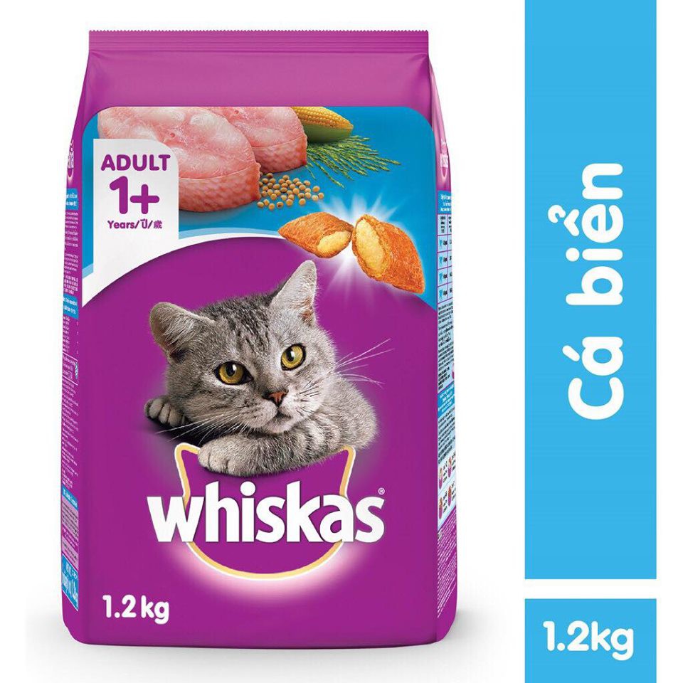 Thức ăn mèo Whiskas vị cá biển túi 1.2kg
