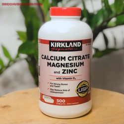 Viên Uống Chắc Xương Kirkland Calcium Citrate, Magnesium and Zinc With Vitamin D Hộp 500 Viên Hàng Nhập Mỹ giúp bổ sung và tăng cường các vitamin và khoáng chất giúp xương chắc khỏe và cơ bắp, hạn chế các bệnh về xương - HSD: 12/2023