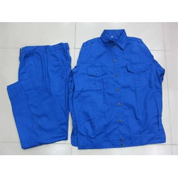 Bộ áo và quần bảo hộ lao động vải kaki xanh công nhân size L - xanh công nhân size L