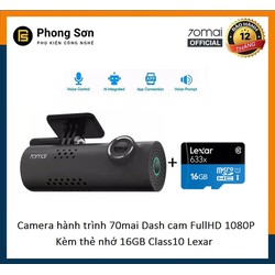 Camera Hành Trình cho Ô tô Xiaomi 70mai Dash Cam Full HD 1080P, Kèm thẻ nhớ 16GB Lexar ,BH 12 Tháng - 70mai+16GB Lexar