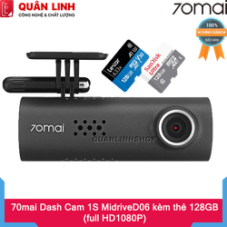 Camera Hành Trình Xiaomi 70mai Dash Cam 1S full HD 1080P - MIDRIVED06 kèm thẻ 128GB - MidriveD06128G