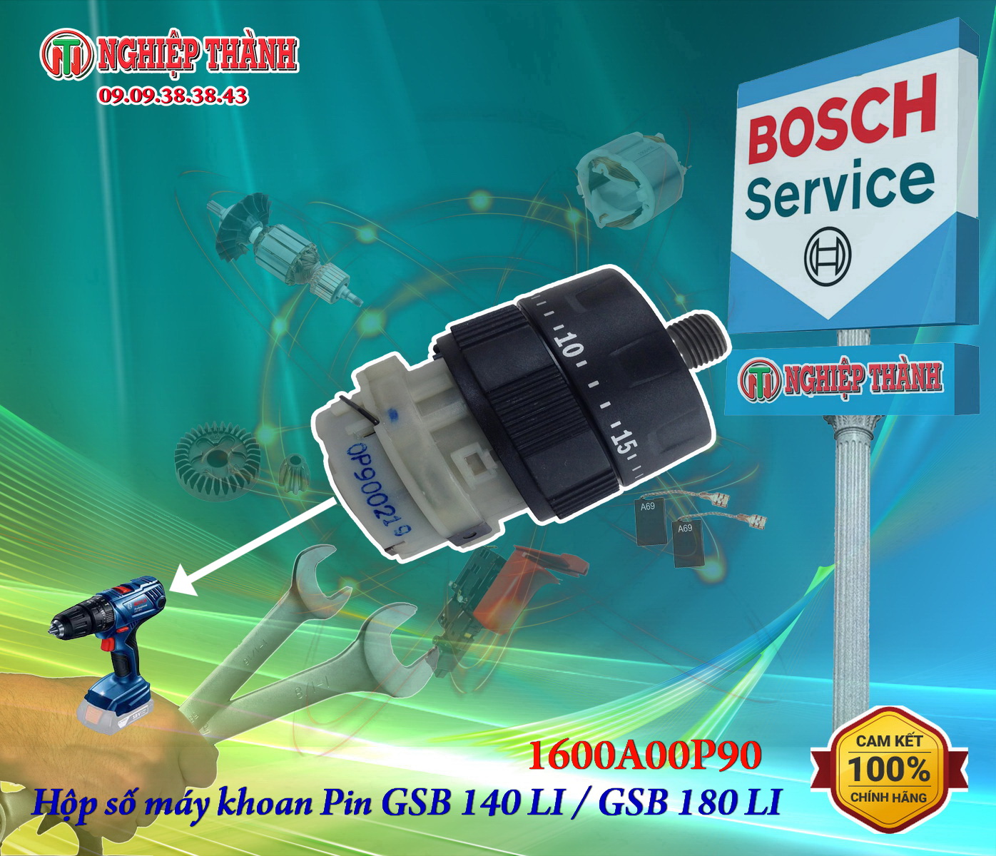 Hộp số máy khoan pin BOCSH GSB 140-LI / GSB 180-LI (1600A00P90)