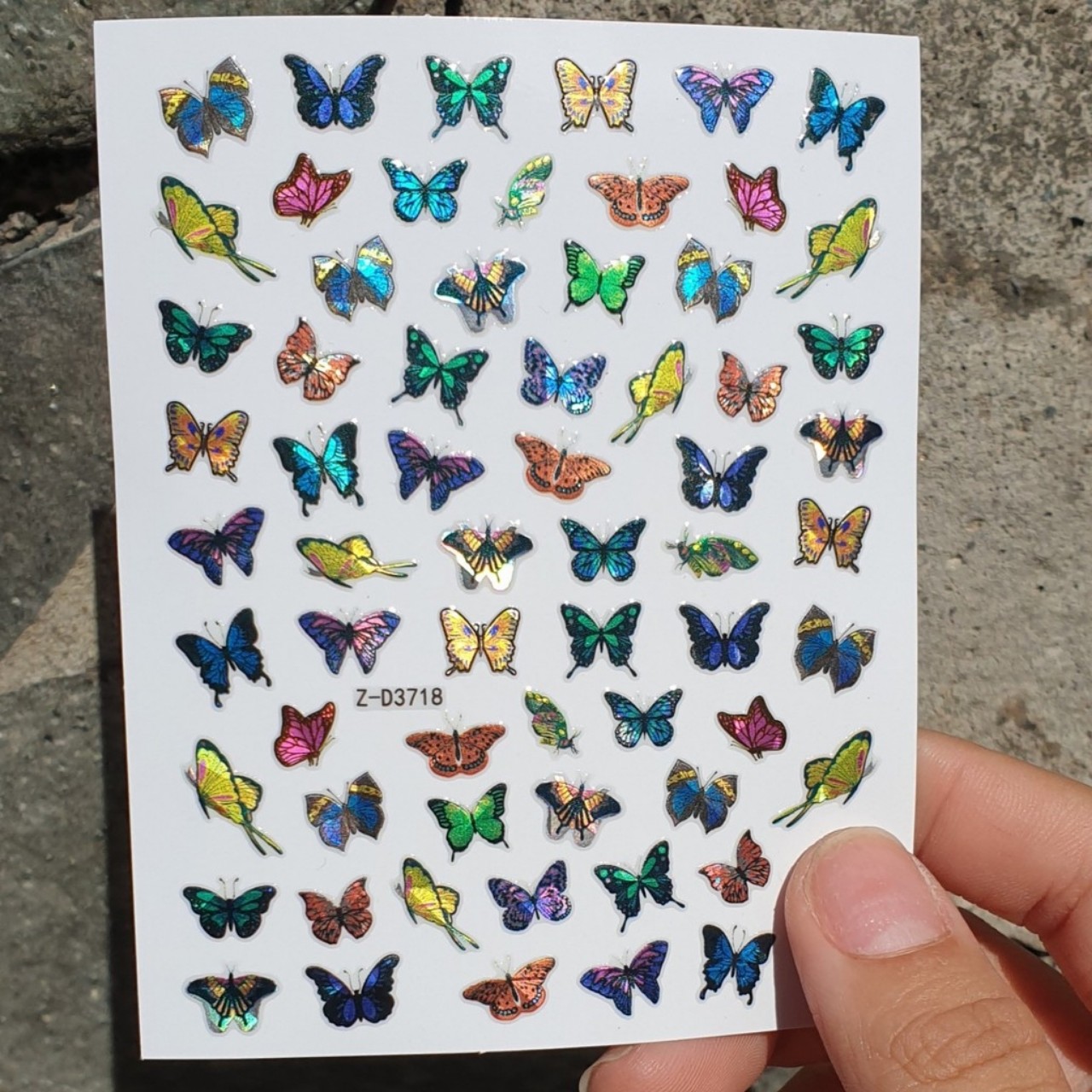 Sticker bướm 3D hologram - hình dán móng bướm tráng gương BYH077