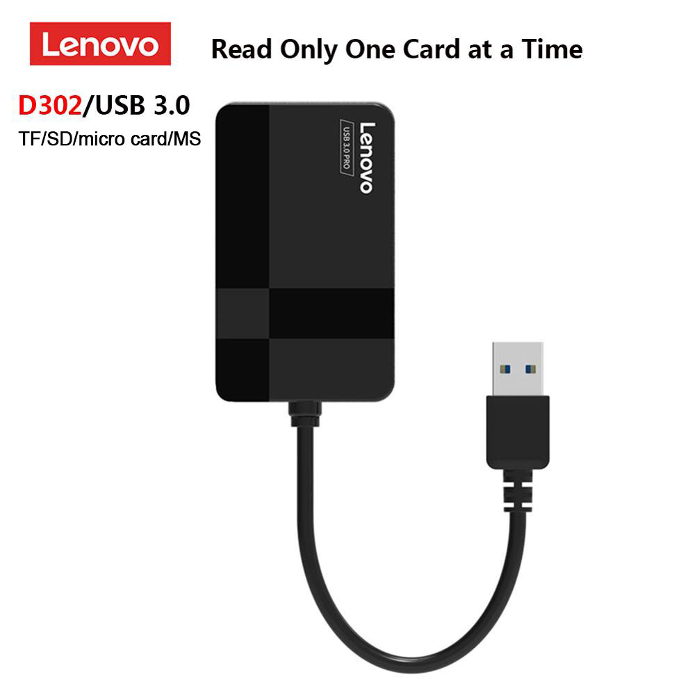 Đầu Đọc Thẻ Lenovo D303 USB 3.0, Đầu Đọc Thẻ Nhớ Kỹ Thuật Số 5Gbps Đa Chức Năng Đầu Đọc Thẻ Micro USB An Toàn MS Dành Cho PC