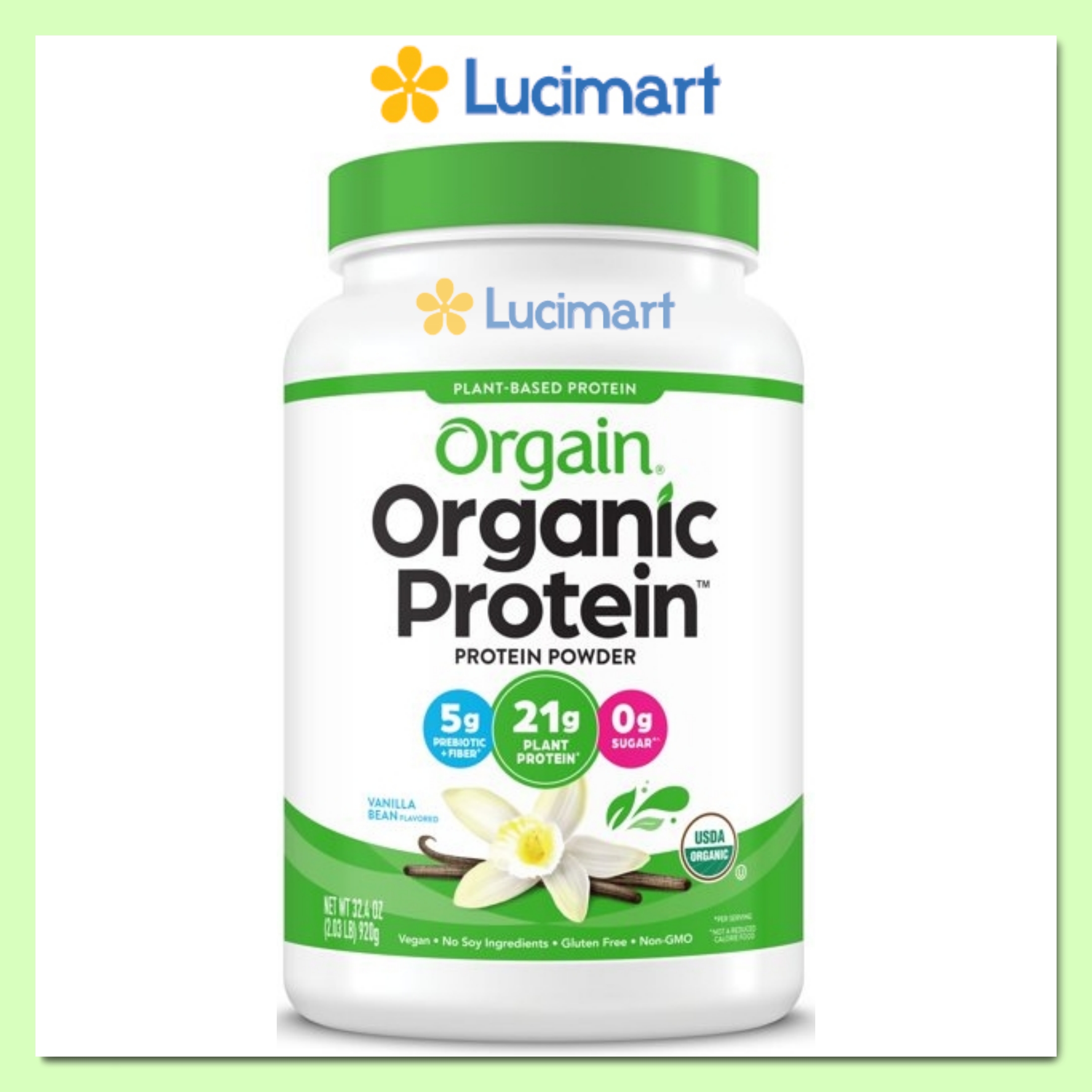 Bột đạm thực vật hữu cơ Orgain Organic Plant Based Protein Powder hương Vanilla (920g) [Hàng Mỹ hạn dùng 2023]