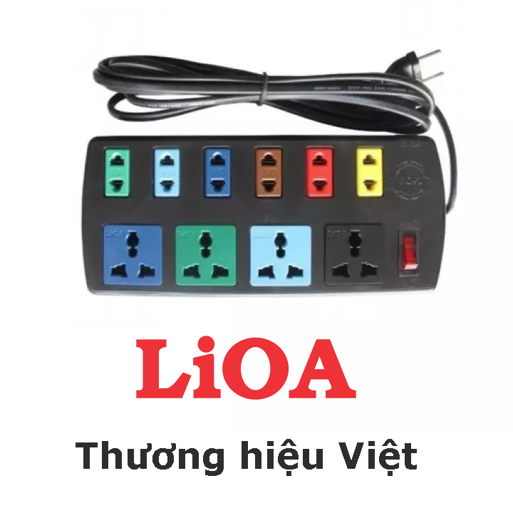 Ổ cắm điện 10 lỗ đa năng (6 lỗ 2, 4 lỗ 3) Lioa 4D6S32