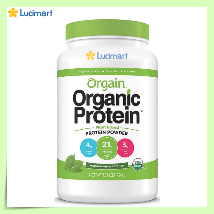 [HCM]Bột đạm thực vật hữu cơ Orgain Organic Protein Plant Based Protein Powder Natural Unsweetened (720g) [Hàng Mỹ]