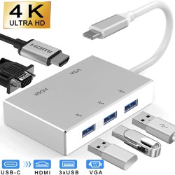 Hub USB Type-C ra HDMI, VGA, USB 3.0 x 3 - cho Macbook, Dell XPS - 501A030 - 790628