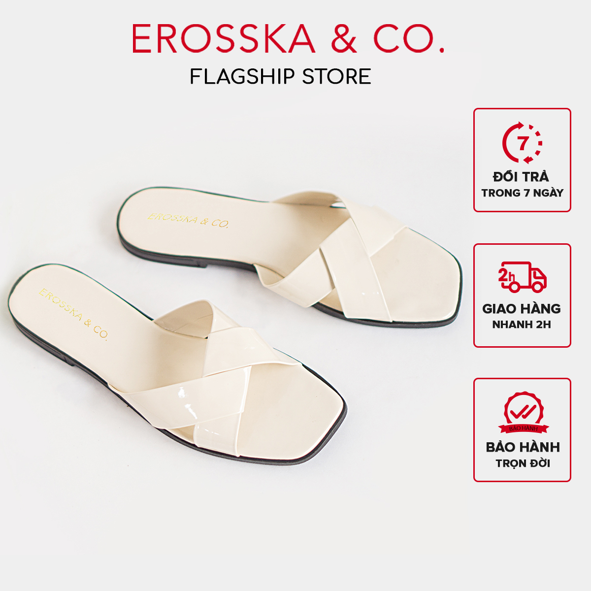 Dép nữ đế bệt quai chéo 4 màu thời trang Erosska - DE001 (BA)