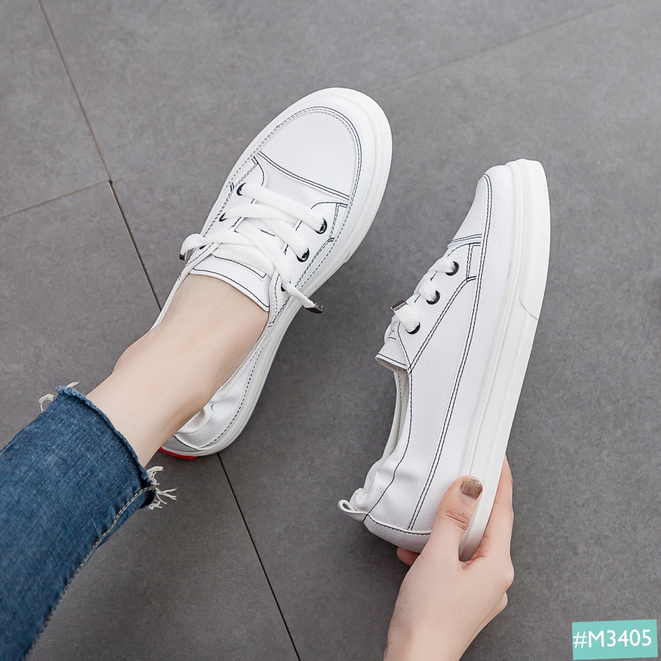 Giày Bata Nữ Trắng SlipOn MINSU M3405 Phong Cách Giày Thể Thao Sneaker Lười Hàn Quốc Tối Giản Dễ Dàng Mix Khi Đi Học Đi Chơi, Đi Học