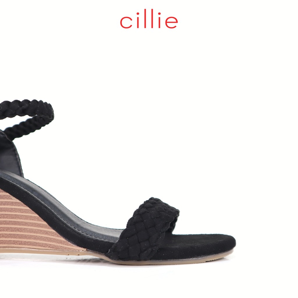 Giày sandal nữ quai ngang basic phối thắt bính mới lạ đế xuồng cao 8cm đi làm dạo phố Cillie 1214